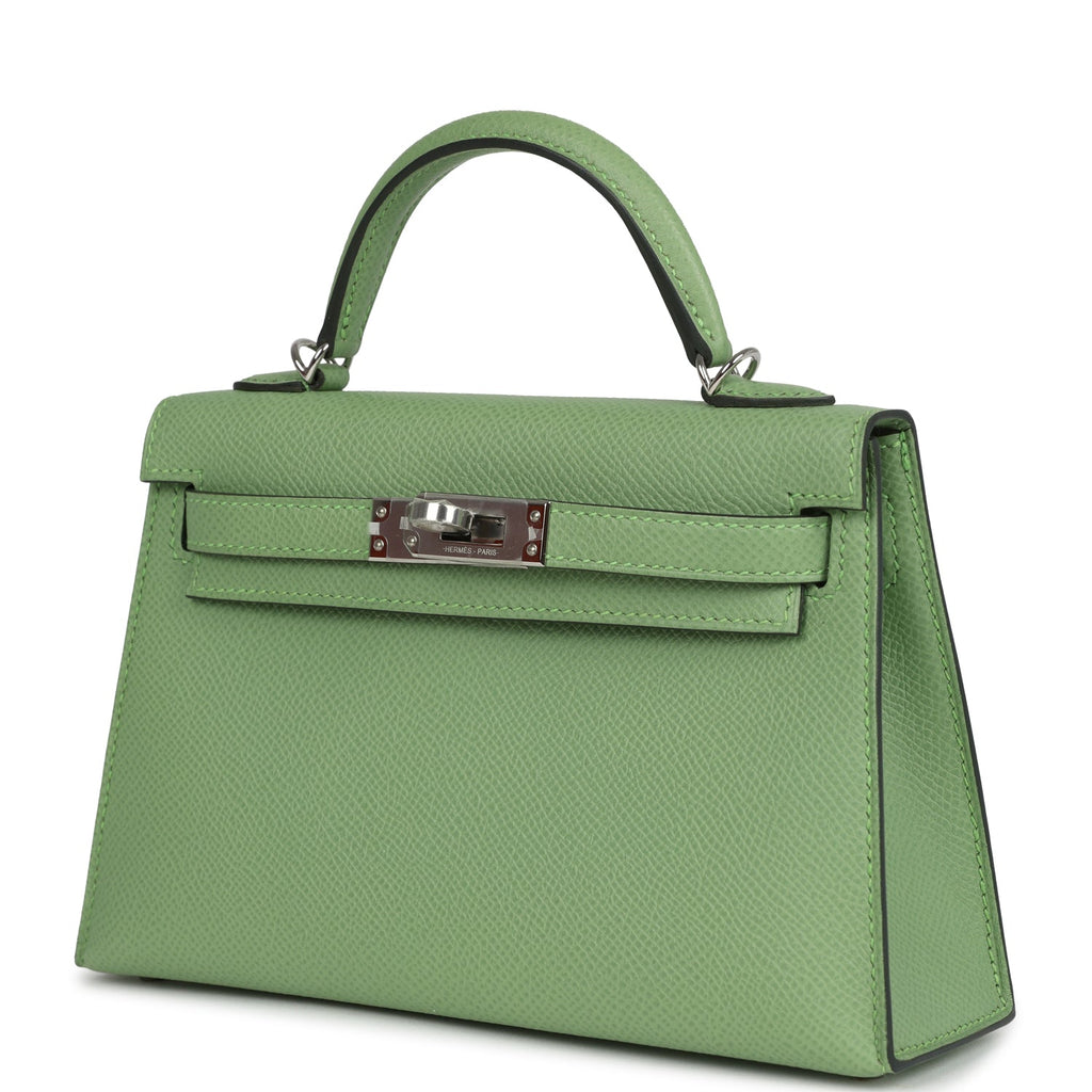 Hermes Kelly Sellier 20 Vert Criquet Epsom Palladium Hardware