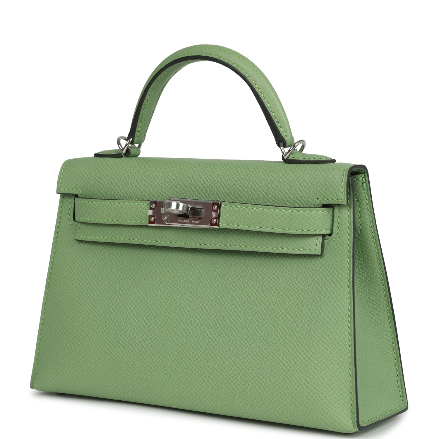 Hermes Kelly Sellier 20 Vert Criquet Epsom Palladium Hardware