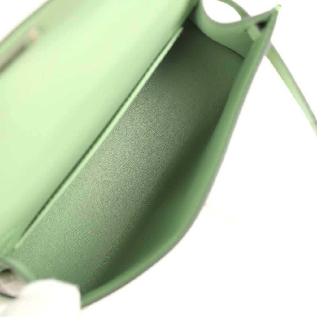 Hermes Kelly Sellier 20 Vert Criquet Epsom Palladium Hardware