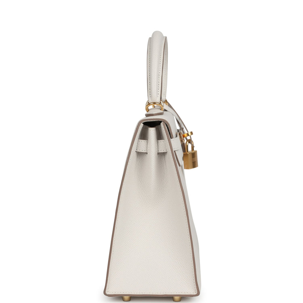 Hermes Kelly Sellier 25 Gris Pale Epsom Gold Hardware