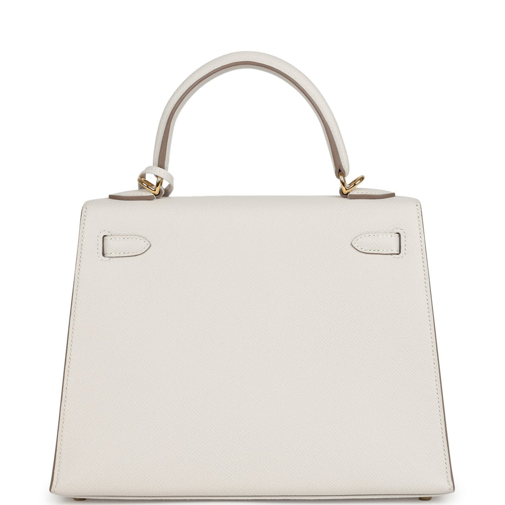 Hermes Kelly Sellier 25 Gris Pale Epsom Gold Hardware