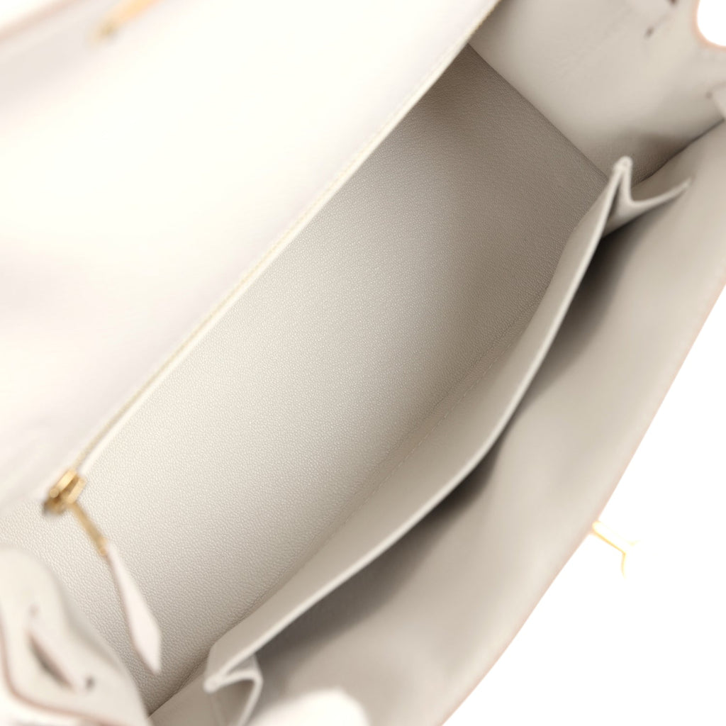 Hermes Kelly Sellier 25 Gris Pale Epsom Gold Hardware
