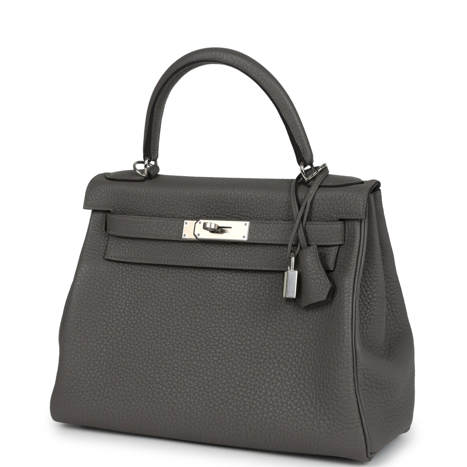 Hermes Kelly Retourne 28 Gris Meyer Clemence Palladium Hardware
