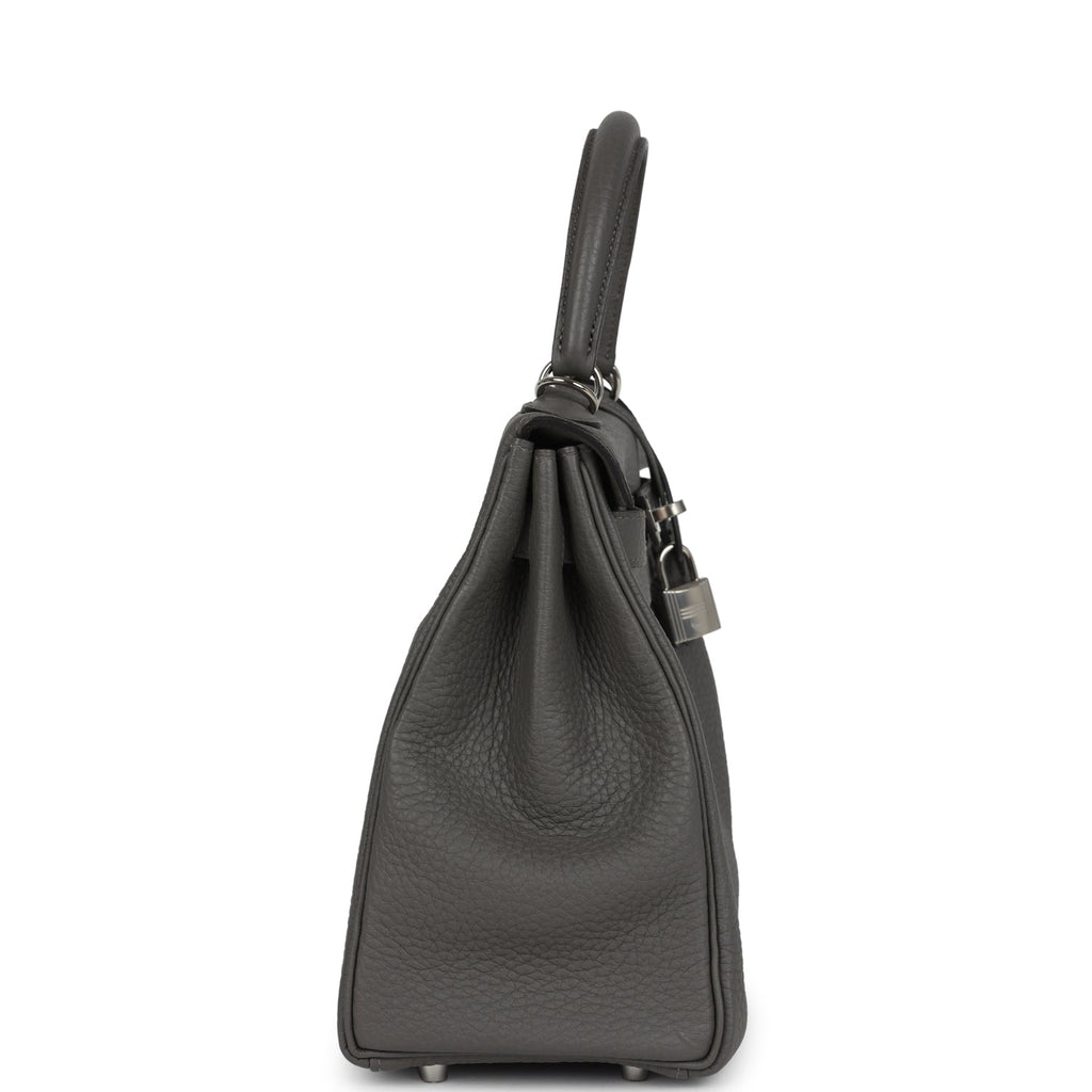 Hermes Kelly Retourne 28 Gris Meyer Clemence Palladium Hardware