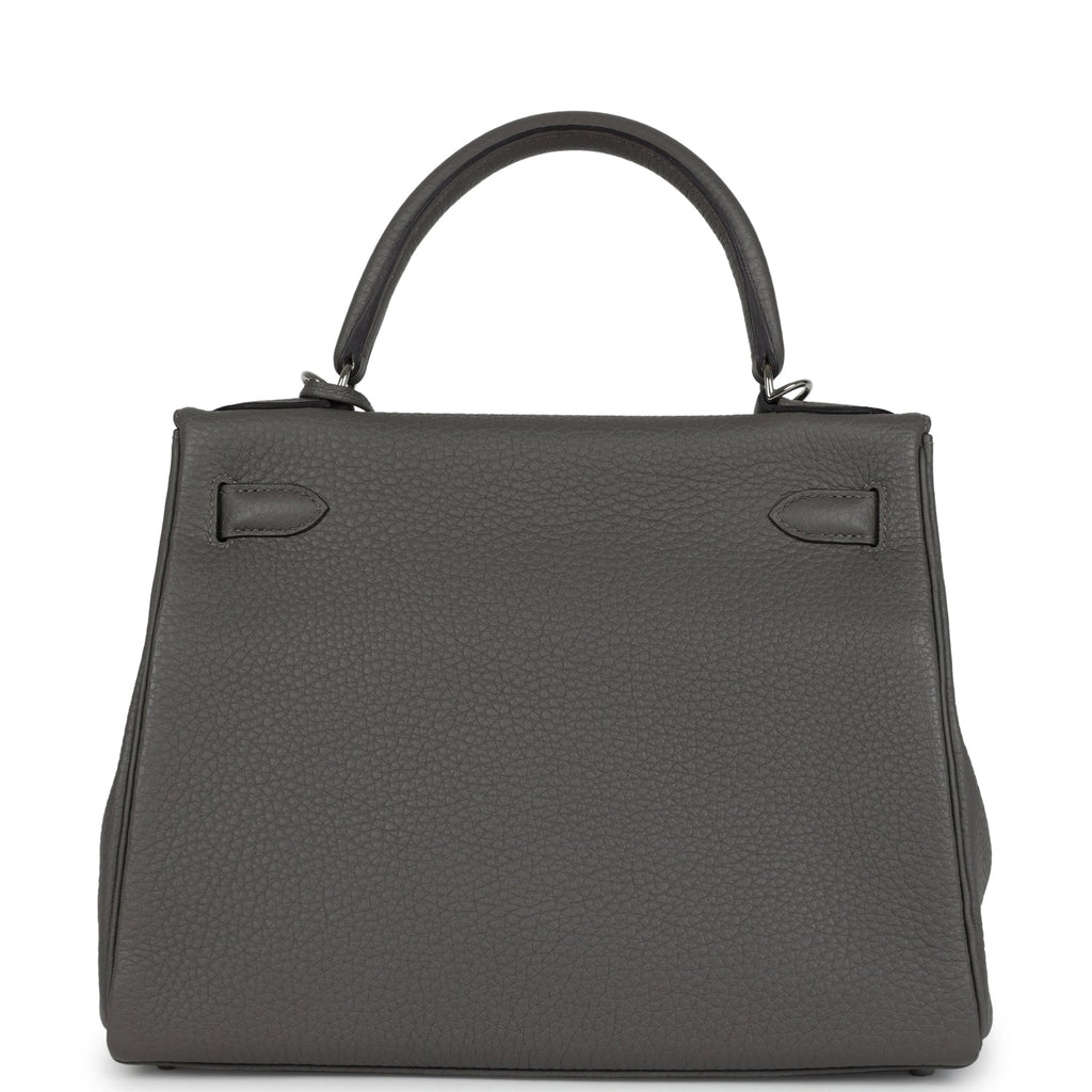 Hermes Kelly Retourne 28 Gris Meyer Clemence Palladium Hardware