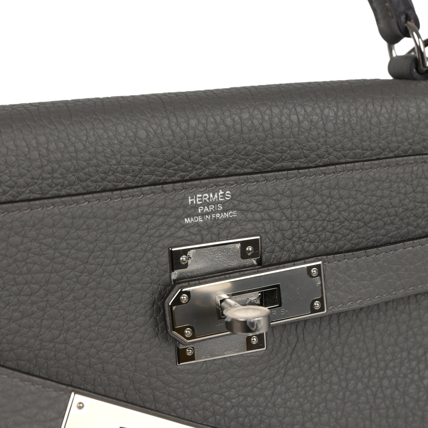 Hermes Kelly Retourne 28 Gris Meyer Clemence Palladium Hardware