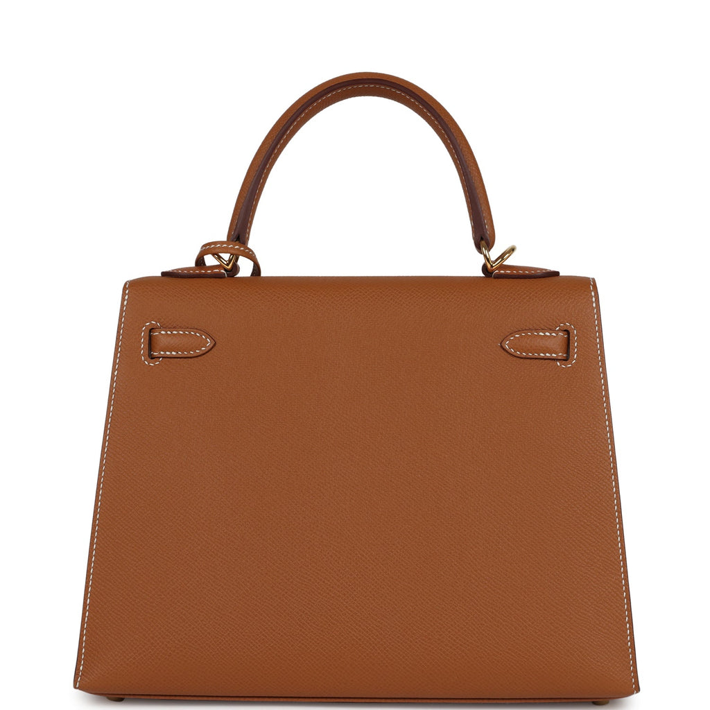 Pre-owned Hermes Kelly Sellier 25 Gold Epsom Gold Hardware