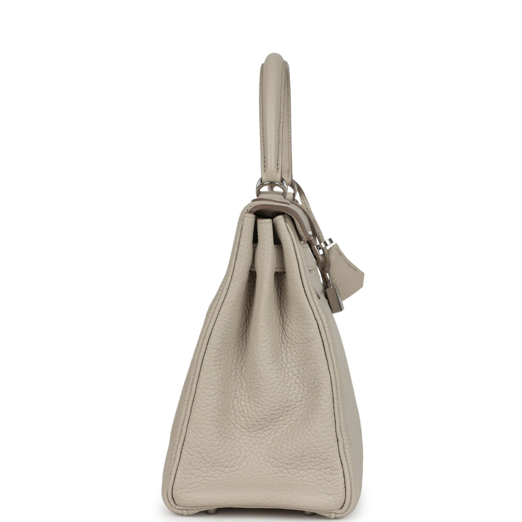 Pre-owned Hermes Kelly Retourne 28 Beton Clemence Palladium Hardware