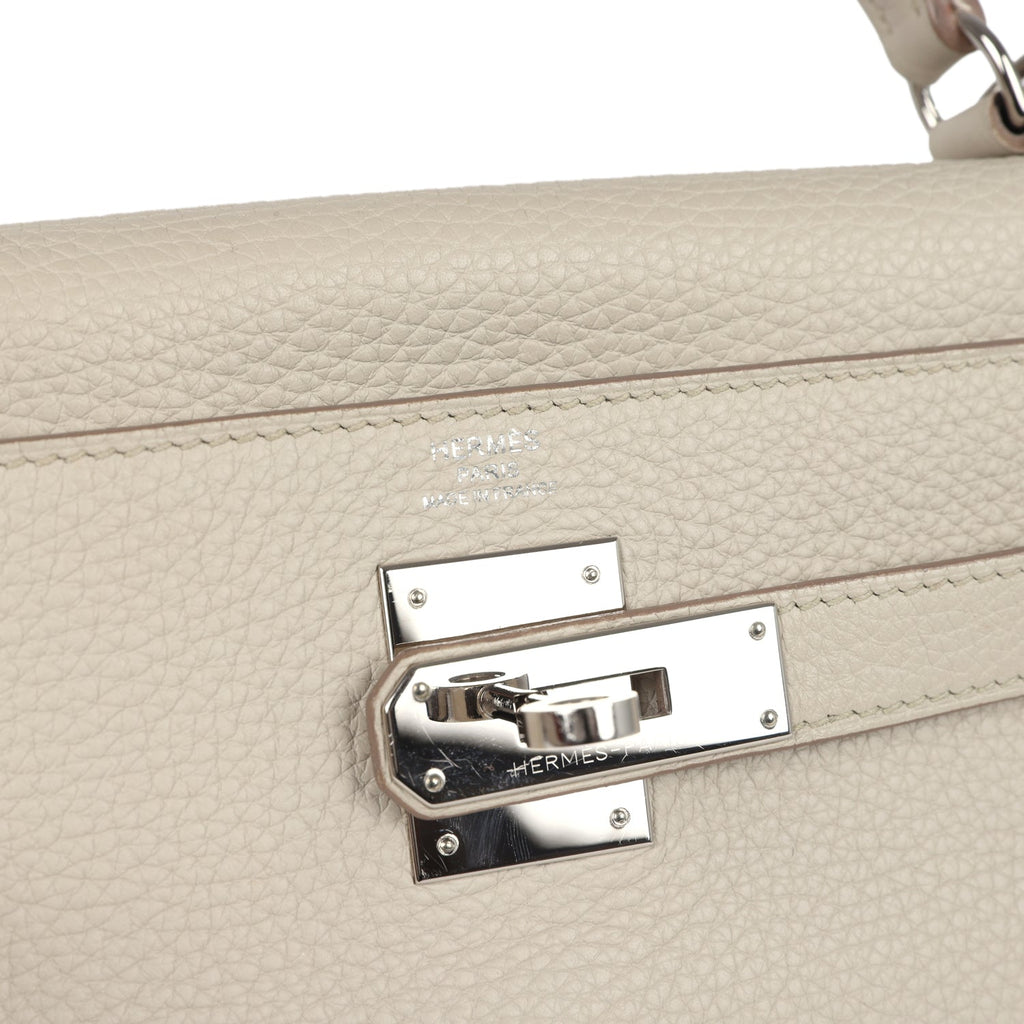 New Hermes Kelly Retourne 28 Beton Clemence Palladium Hardware