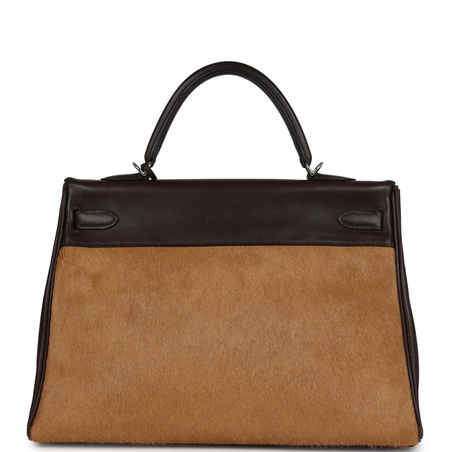New Hermes Kelly Retourne 35 Ebene Evercalf and Blond Troika Palladium Hardware