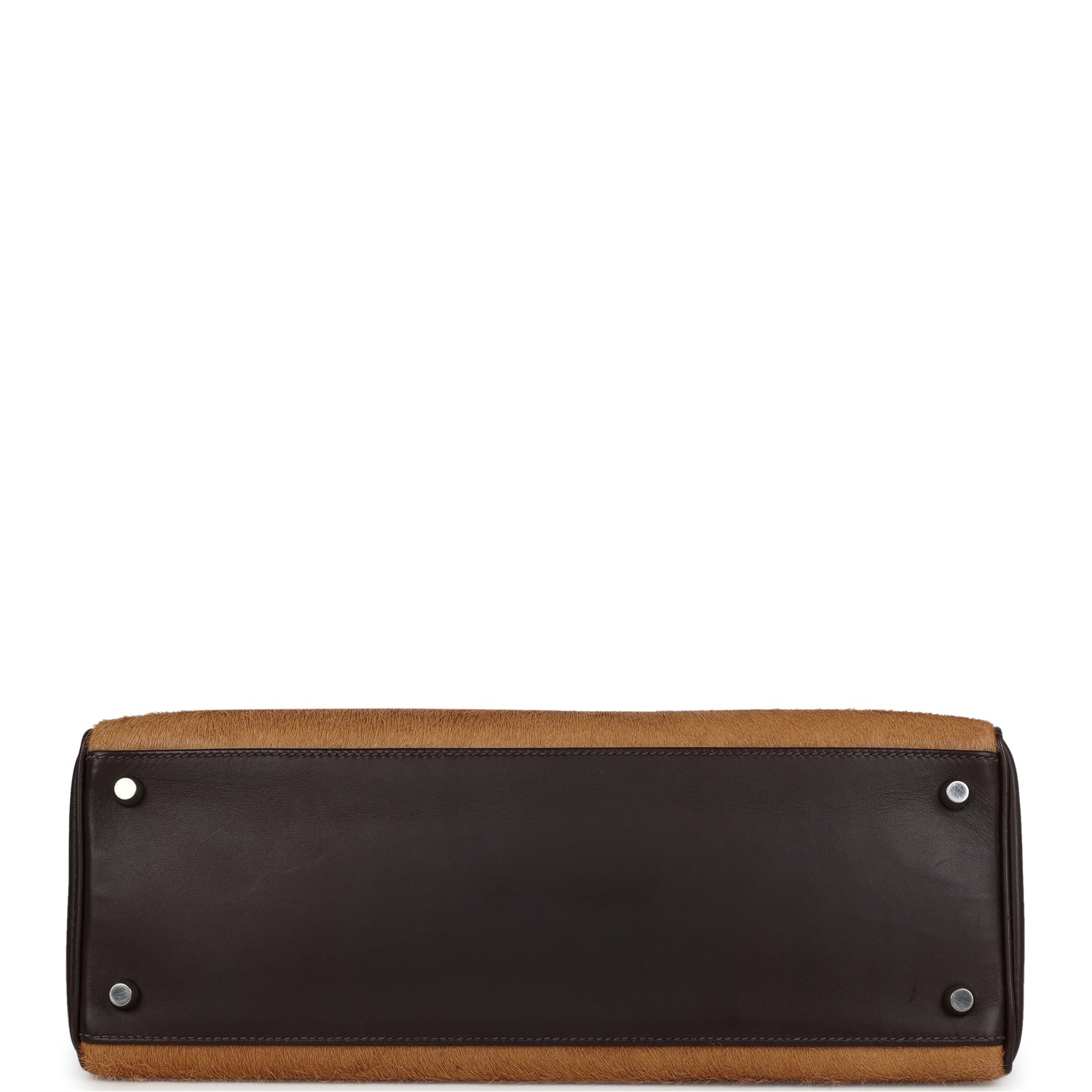 New Hermes Kelly Retourne 35 Ebene Evercalf and Blond Troika Palladium Hardware