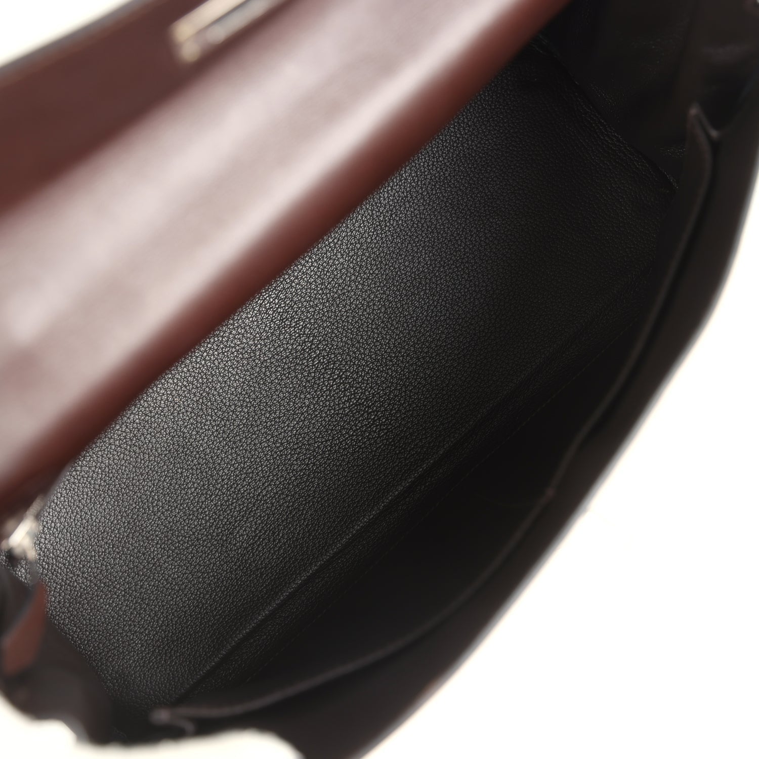 New Hermes Kelly Retourne 35 Ebene Evercalf and Blond Troika Palladium Hardware