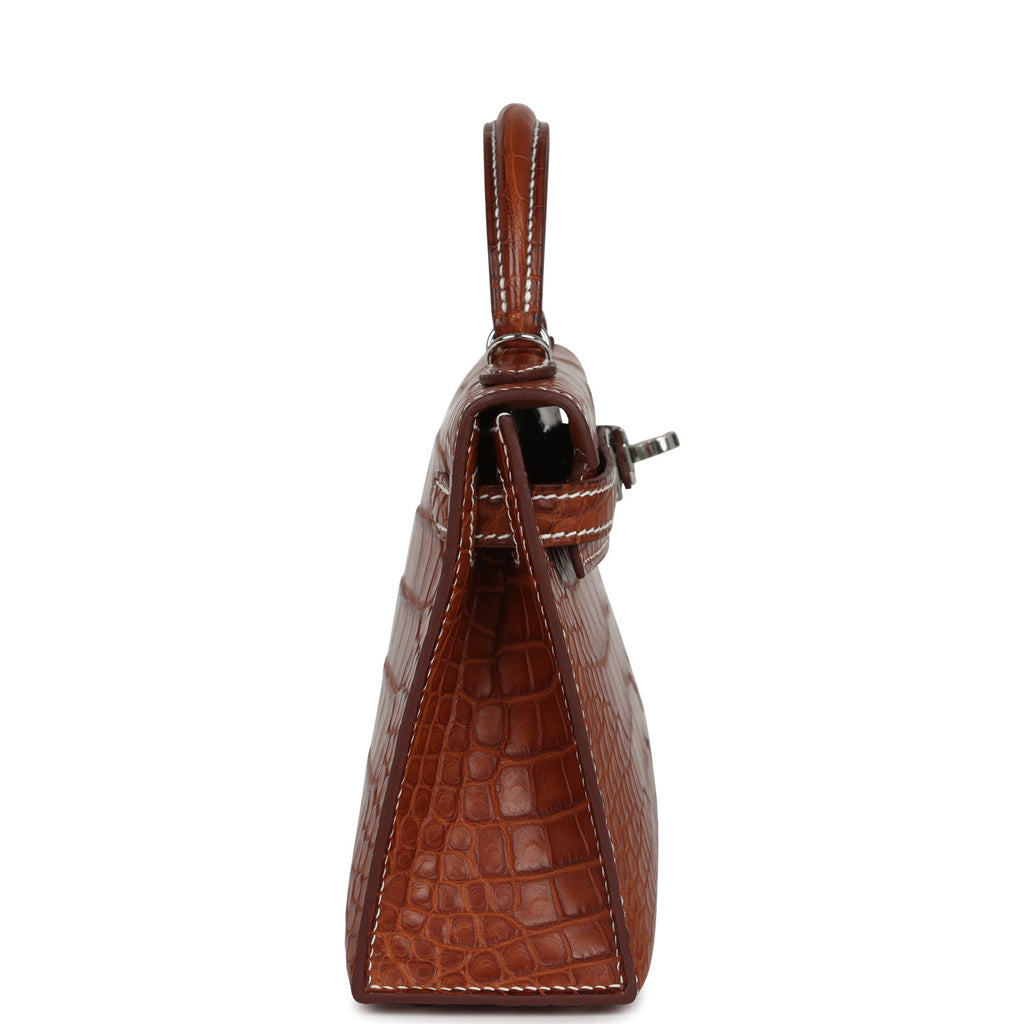 Hermes Kelly Sellier 20 Fauve Matte Alligator Barenia Palladium Hardware