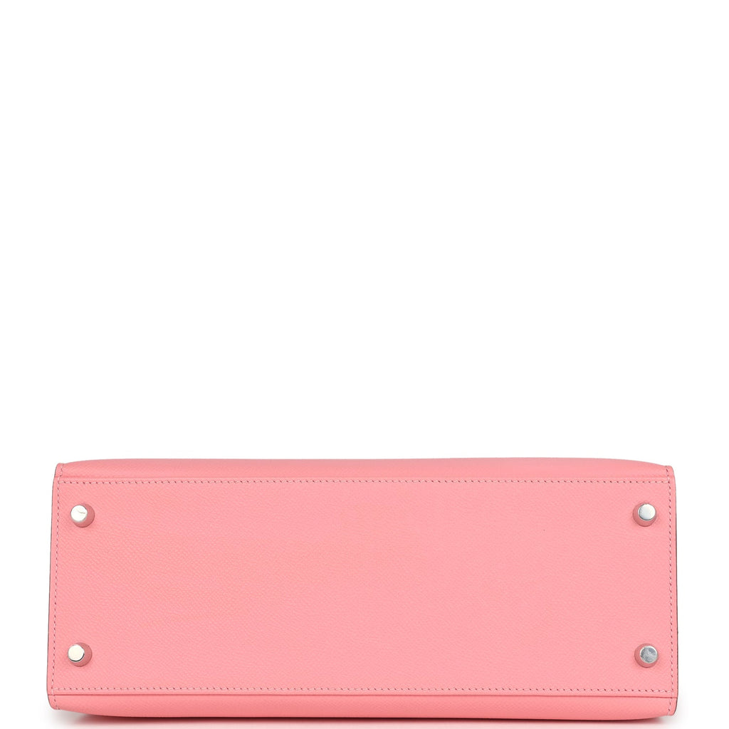Pre-owned Hermes Kelly Sellier 28 Rose Confetti Epsom Palladium Hardware