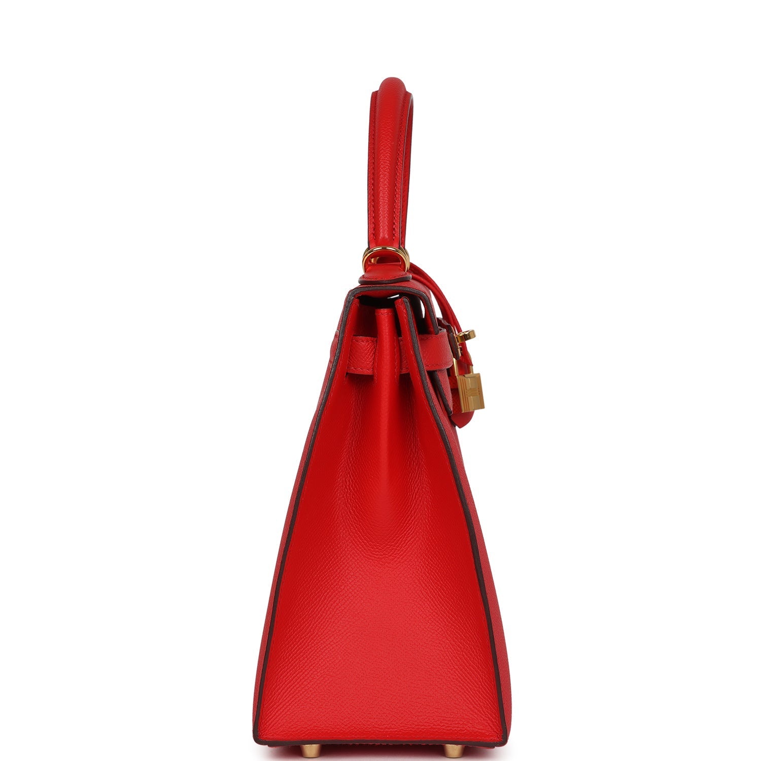 Pre-owned Hermes Kelly Sellier 28 Rouge De Coeur Epsom Gold Hardware