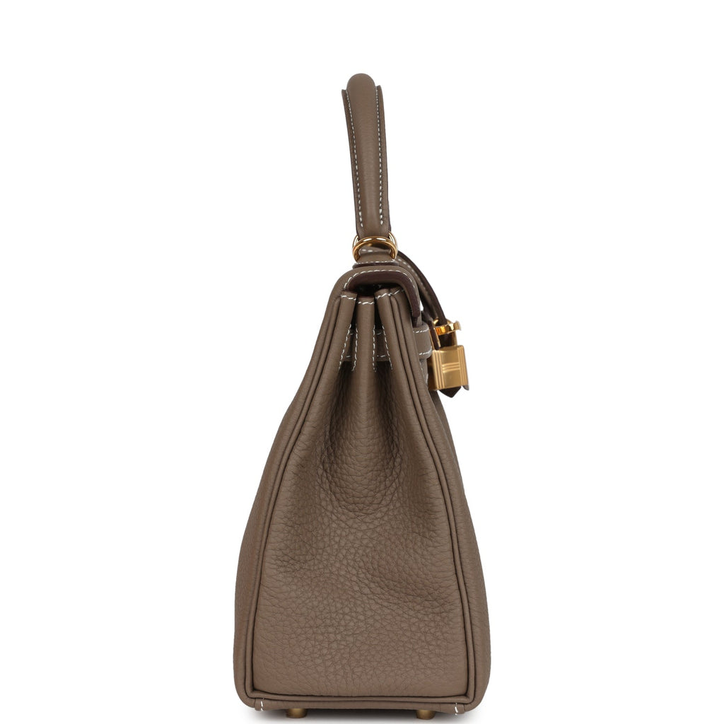 Hermes Kelly Retourne 25 Etoupe Togo Gold Hardware