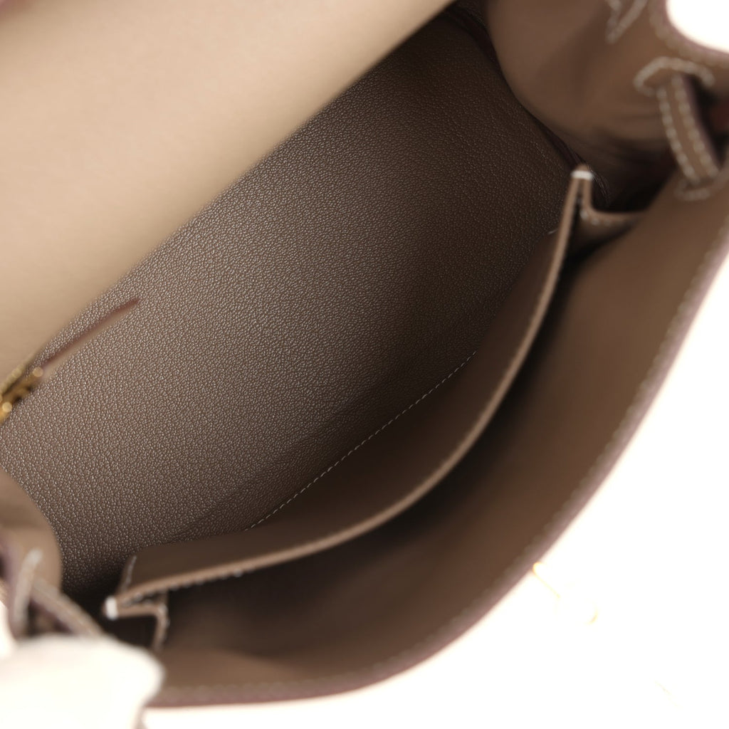 Hermes Kelly Retourne 25 Etoupe Togo Gold Hardware