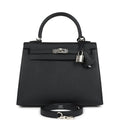 Hermes Kelly Sellier 25 Black Epsom Palladium Hardware