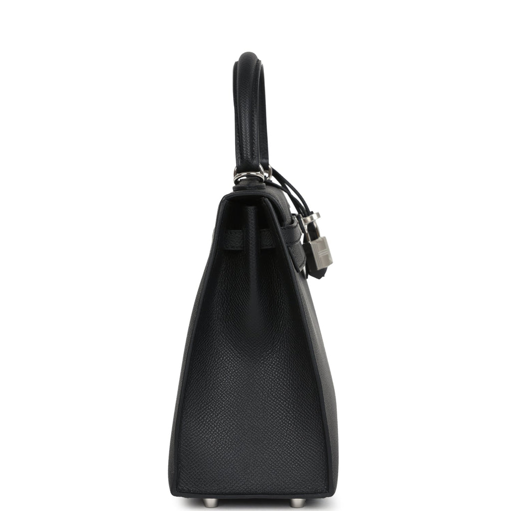 Hermes Kelly Sellier 25 Black Epsom Palladium Hardware
