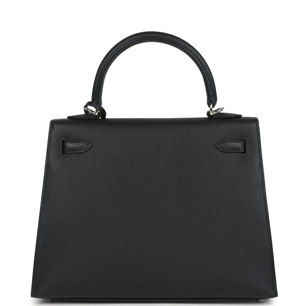 Hermes Kelly Sellier 25 Black Epsom Palladium Hardware