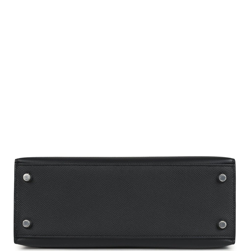 Hermes Kelly Sellier 25 Black Epsom Palladium Hardware