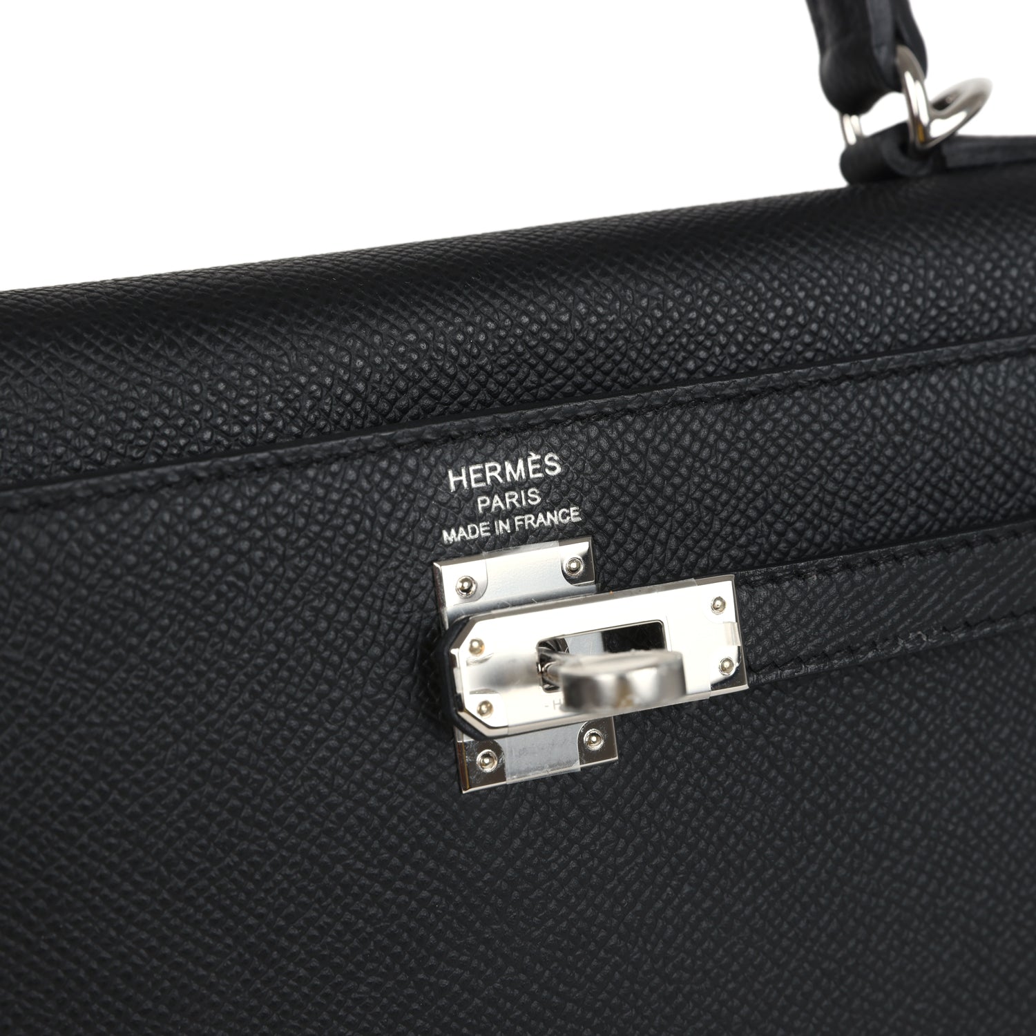 Hermes Kelly Sellier 25 Black Epsom Palladium Hardware
