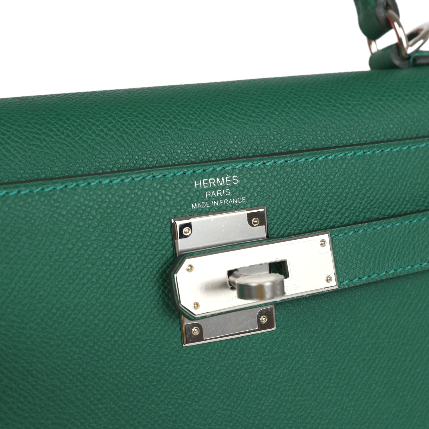 Hermes Kelly Sellier 28 Vert Moyen Epsom Palladium Hardware