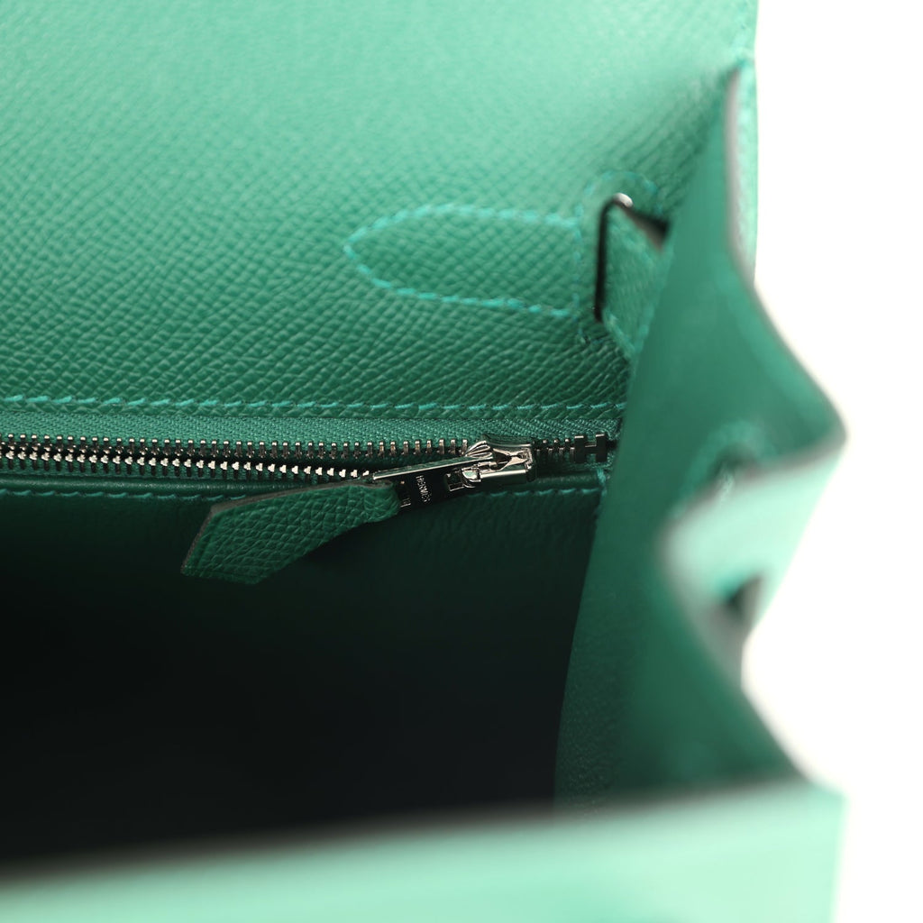 Hermes Kelly Sellier 28 Vert Moyen Epsom Palladium Hardware