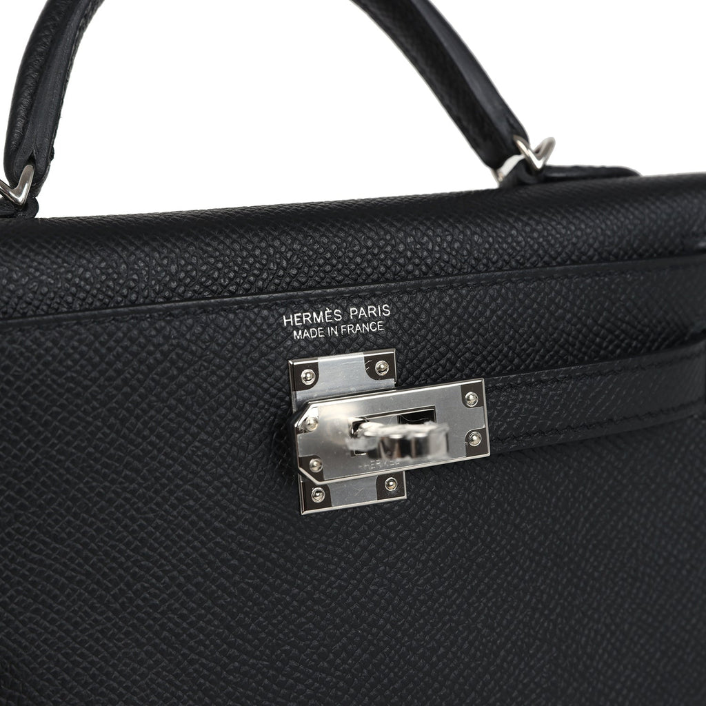 Hermes Kelly Sellier 20 Black Epsom Palladium Hardware