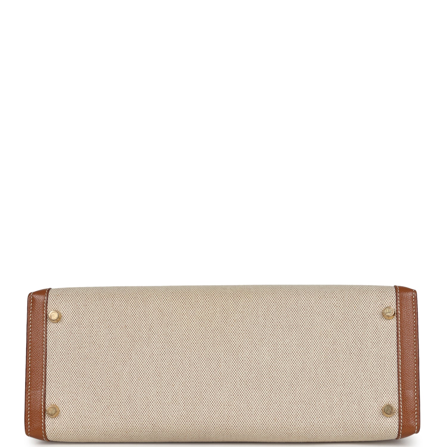 New Hermes Kelly Sellier 32 Gold Courchevel and Ecru-Beige Toile H Canvas Gold Hardware