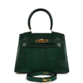 New Hermes Kelly Sellier 20 Vert Fonce Varanus Salvator Lizard Gold Hardware