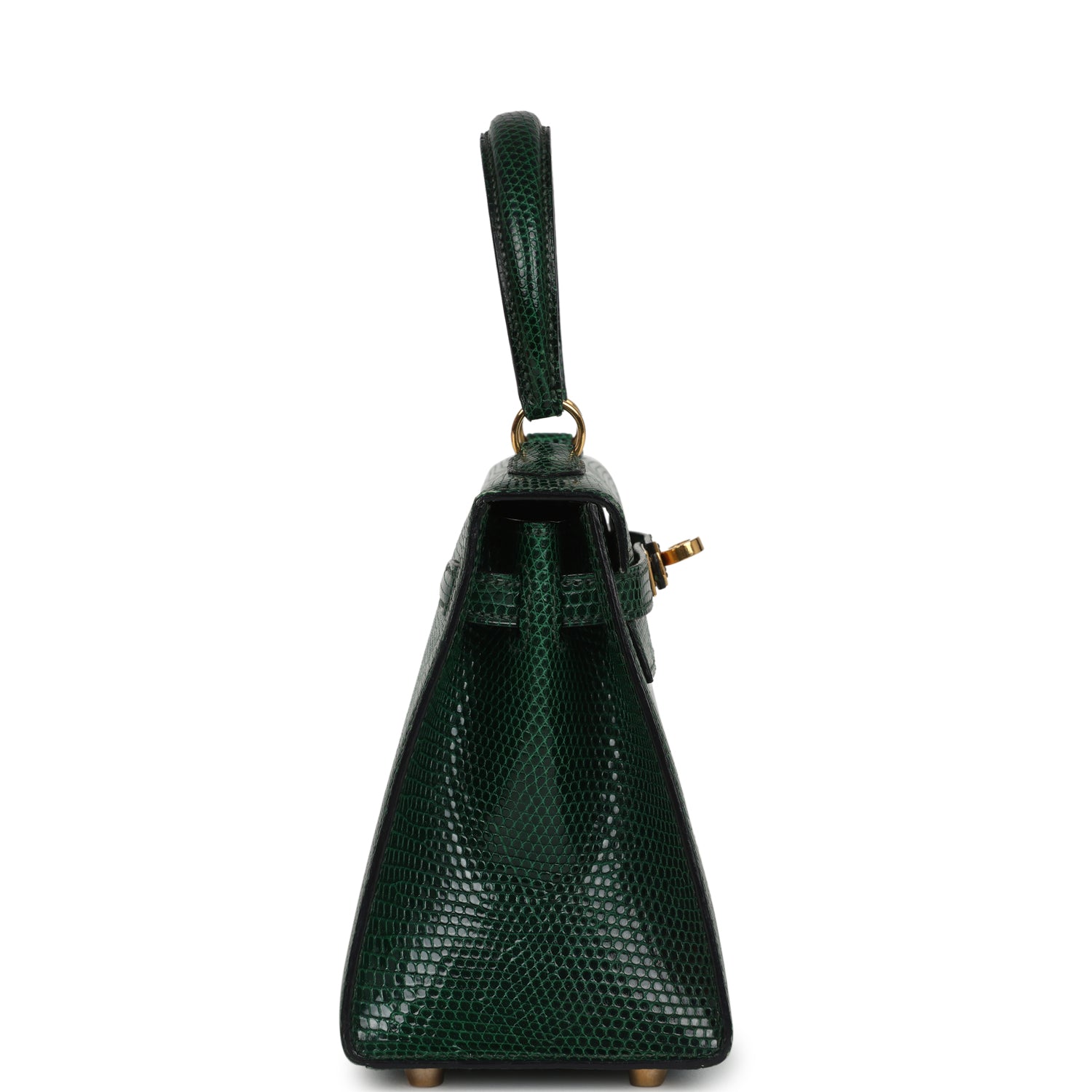 New Hermes Kelly Sellier 20 Vert Fonce Varanus Salvator Lizard Gold Hardware