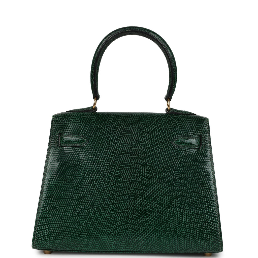 New Hermes Kelly Sellier 20 Vert Fonce Varanus Salvator Lizard Gold Hardware