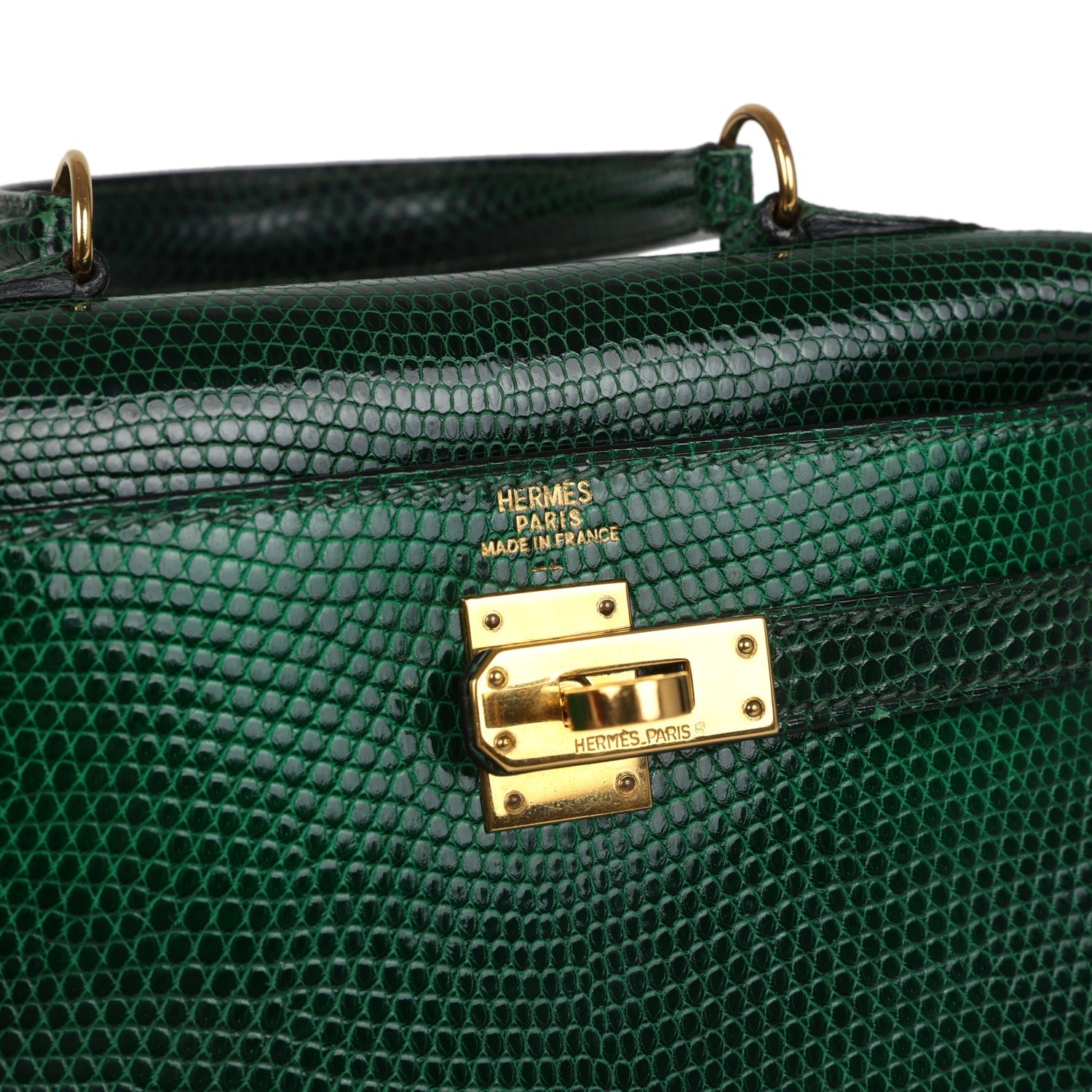 New Hermes Kelly Sellier 20 Vert Fonce Varanus Salvator Lizard Gold Hardware
