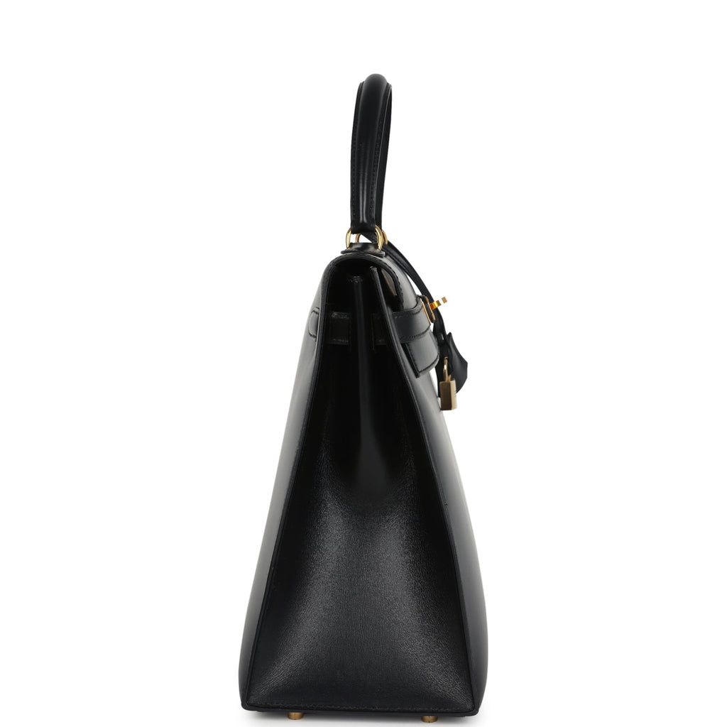 New Hermes Kelly Sellier 35 Black Box Gold Hardware