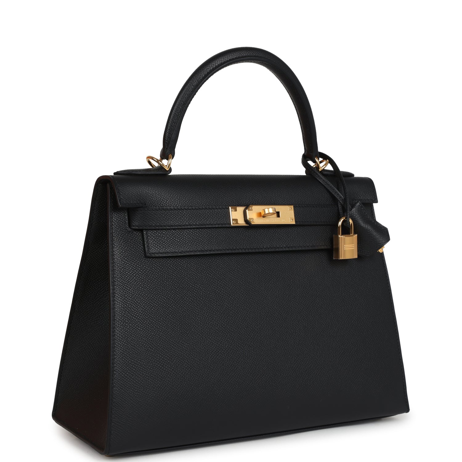 Hermes Kelly Sellier 28 Black Epsom Gold Hardware