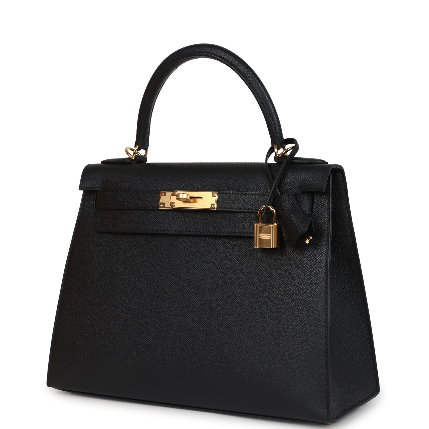 Hermes Kelly Sellier 28 Black Epsom Gold Hardware