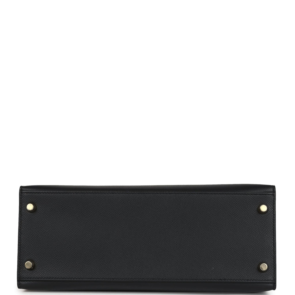 Hermes Kelly Sellier 28 Black Epsom Gold Hardware