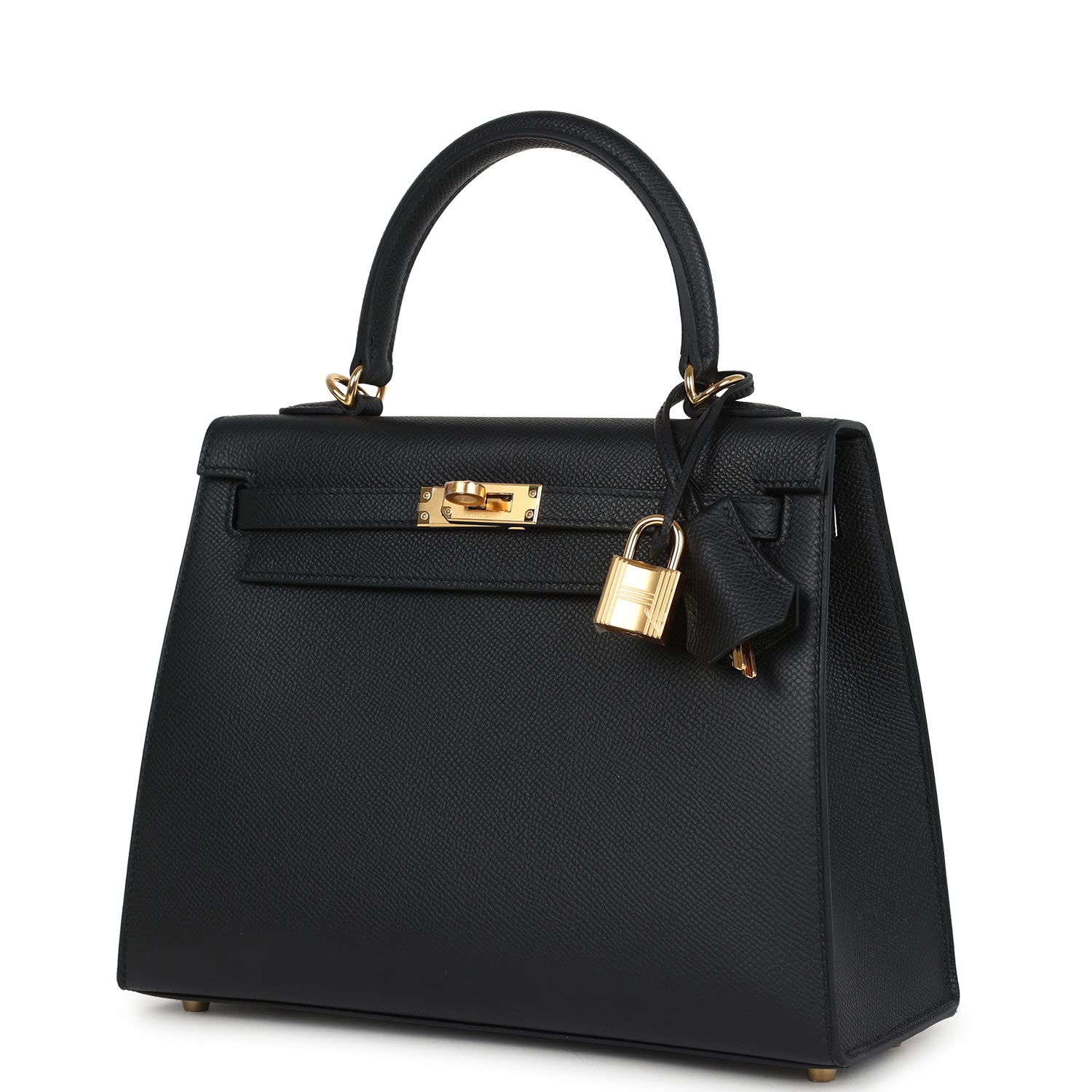 Hermes Kelly Sellier 25 Black Epsom Gold Hardware