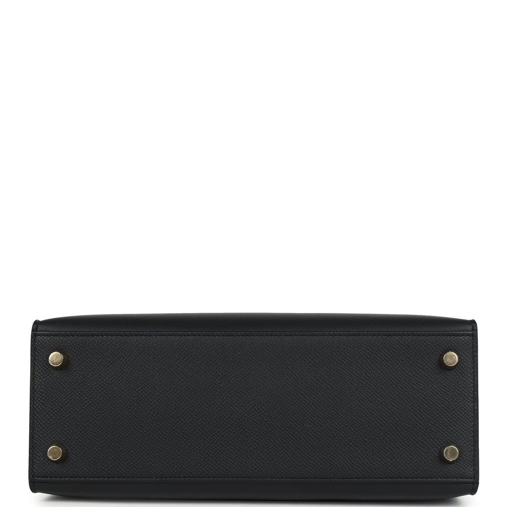 Hermes Kelly Sellier 25 Black Epsom Gold Hardware