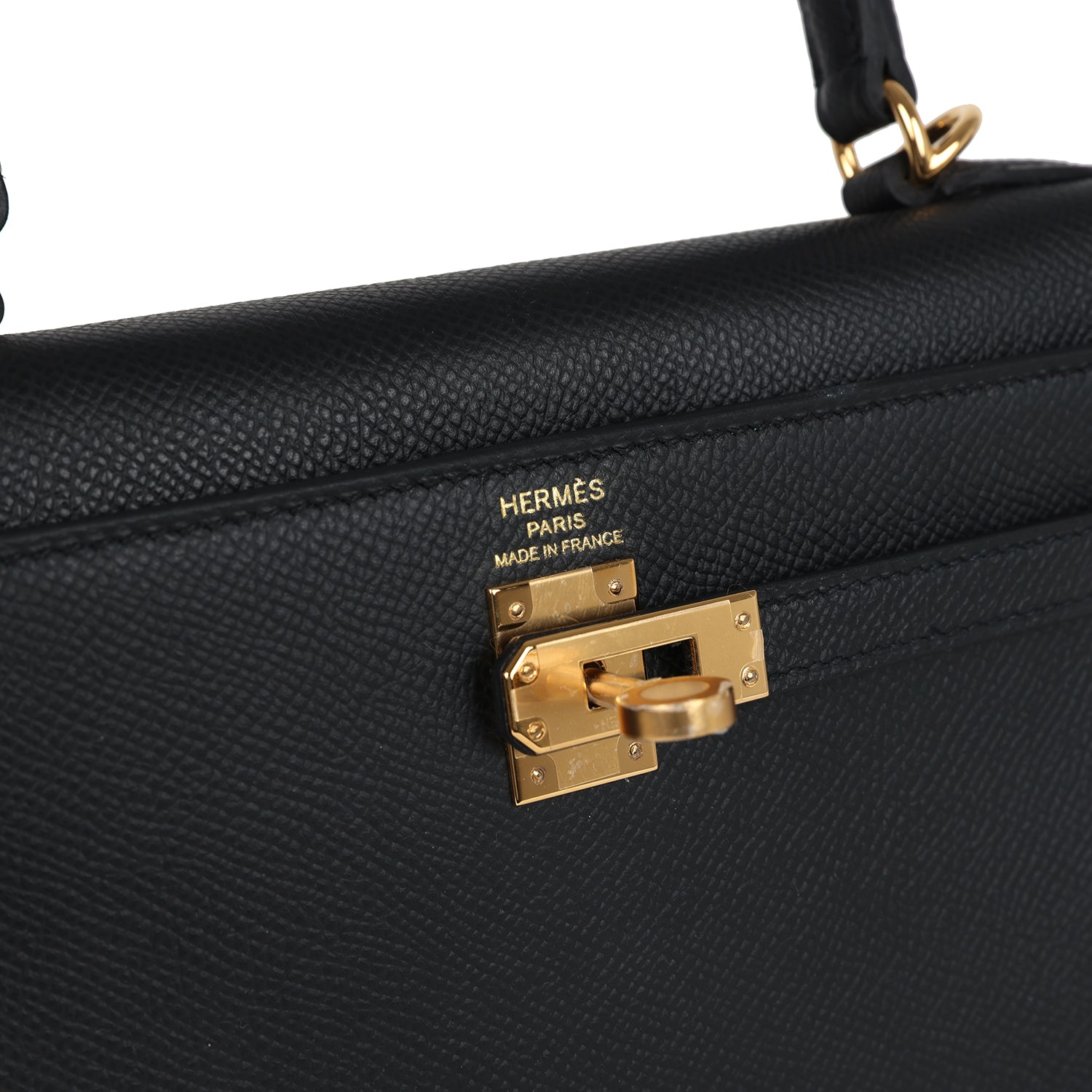 Hermes Kelly Sellier 25 Black Epsom Gold Hardware