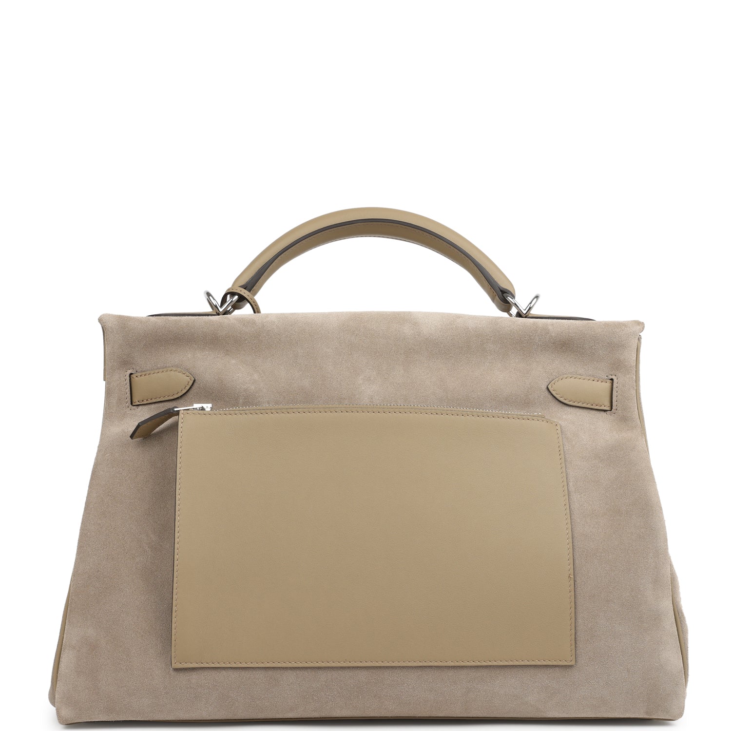 Hermes Kelly 42 Maxi Gris Caillou Grizzly and Beige Marfa Swift Palladium Hardware