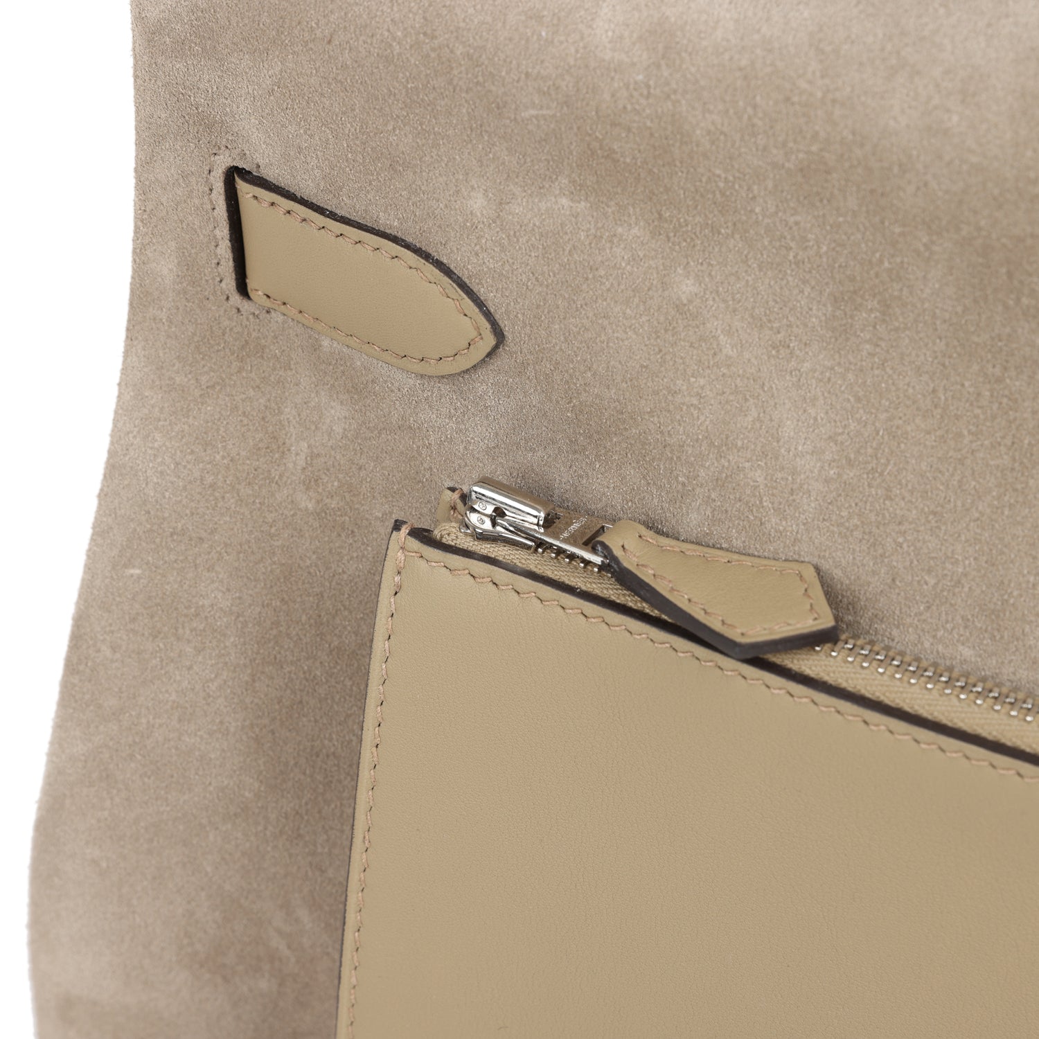 Hermes Kelly 42 Maxi Gris Caillou Grizzly and Beige Marfa Swift Palladium Hardware