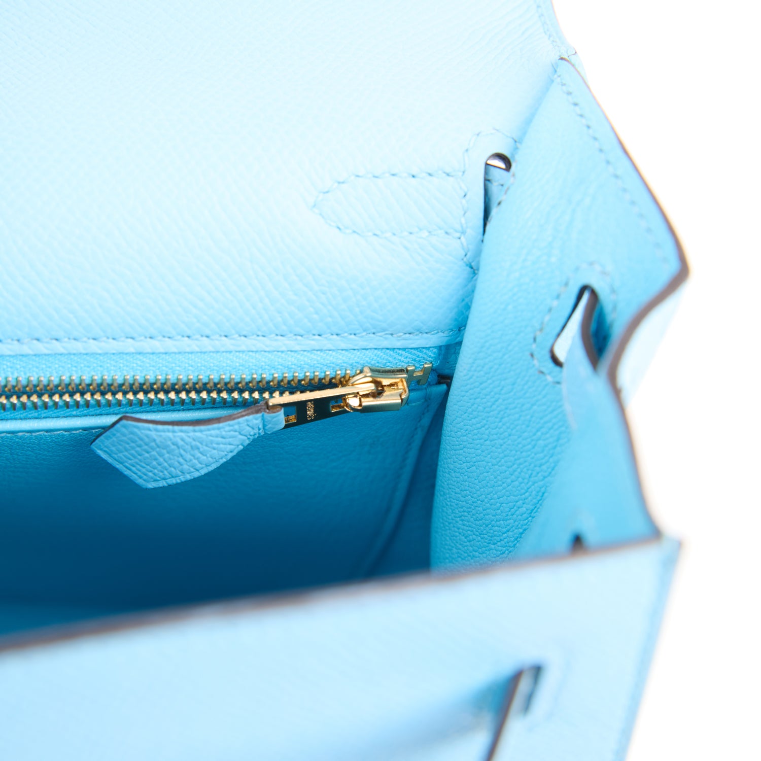 Hermes Kelly Sellier 25 Celeste Epsom Gold Hardware