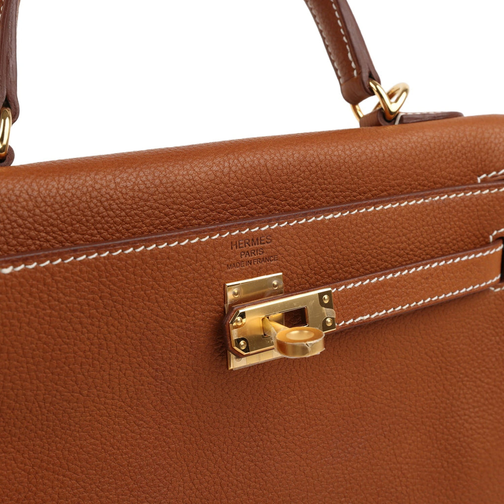 Hermes Kelly Retourne 25 Fauve Barenia Faubourg Gold Hardware