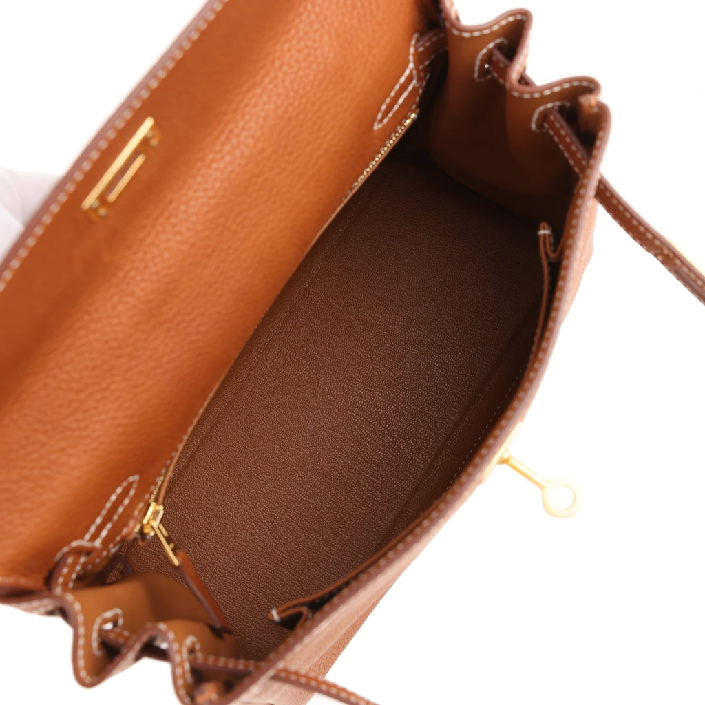 Hermes Kelly Retourne 25 Fauve Barenia Faubourg Gold Hardware