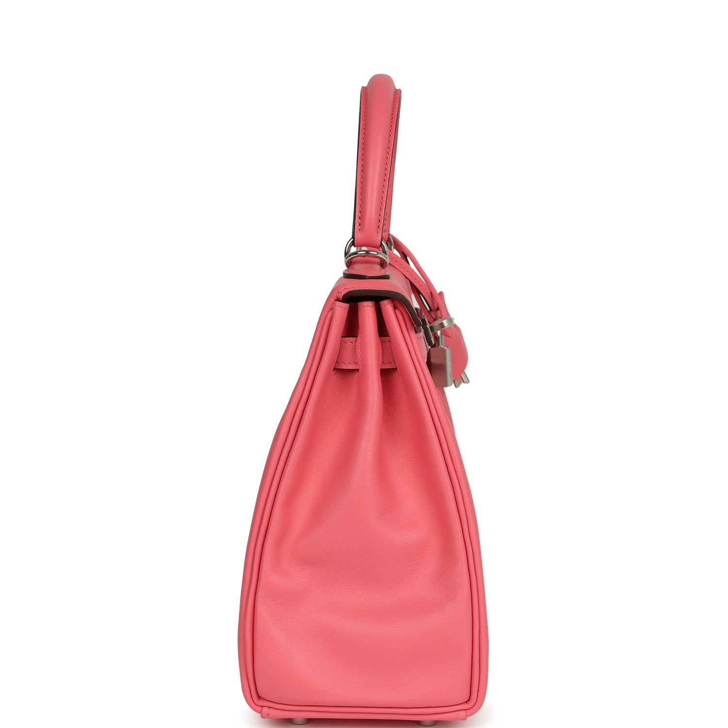 Hermes Kelly Retourne 25 Rose Azalee Swift Palladium Hardware