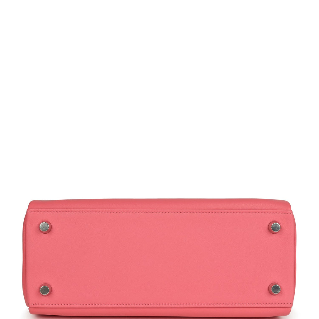 Hermes Kelly Retourne 25 Rose Azalee Swift Palladium Hardware