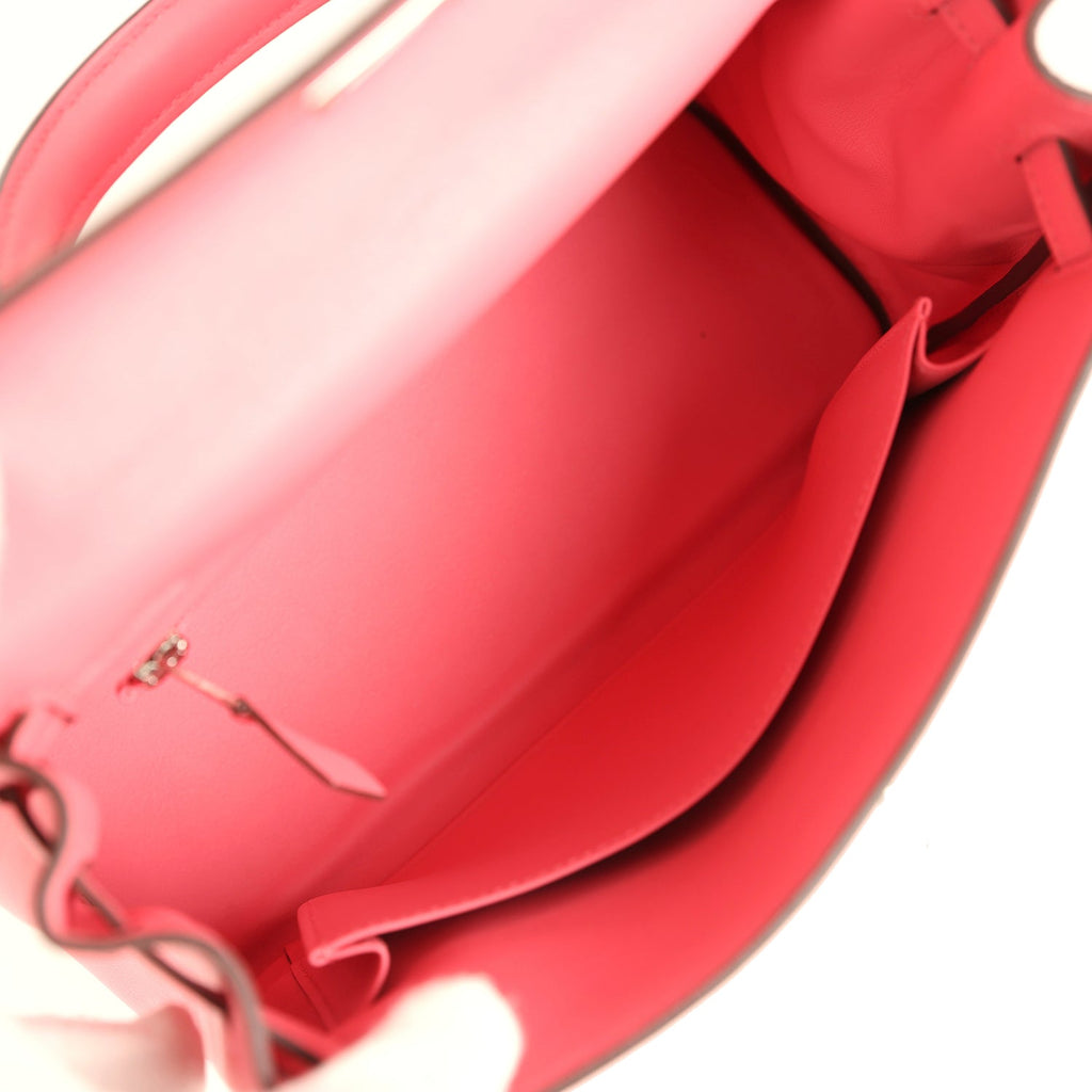 Hermes Kelly Retourne 25 Rose Azalee Swift Palladium Hardware