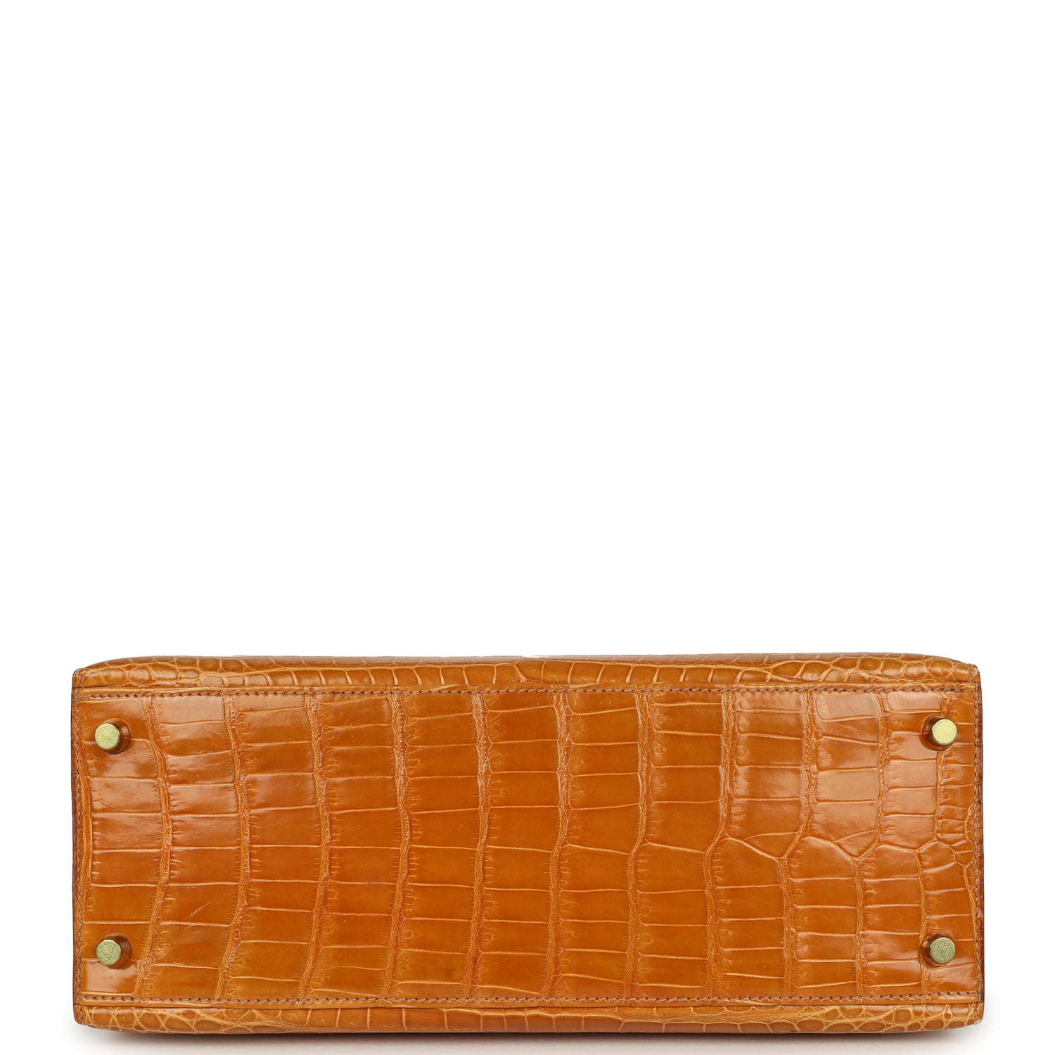 New Hermes Kelly Sellier 28 Saffron Porosus Crocodile Gold Hardware